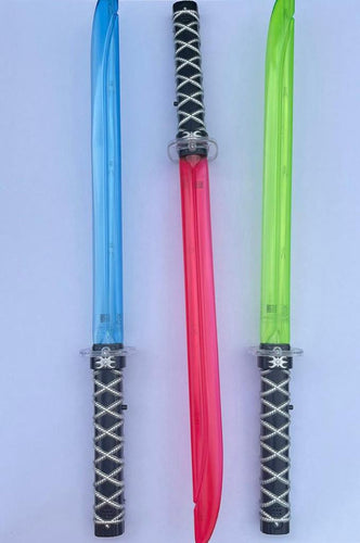 Ninja Sword Light Up with music, Blue/Red/Green £1.40 each 72 per box, 3910