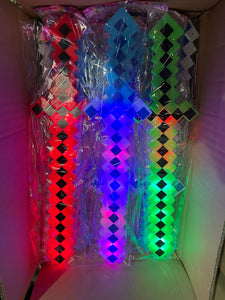 Pixel flashing swords, 3 colours in a box, £1.60 complete with ALKALINE batteries